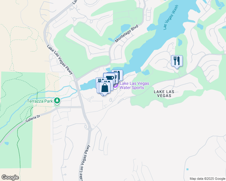 map of restaurants, bars, coffee shops, grocery stores, and more near 30 Strada Di Villaggio in Henderson