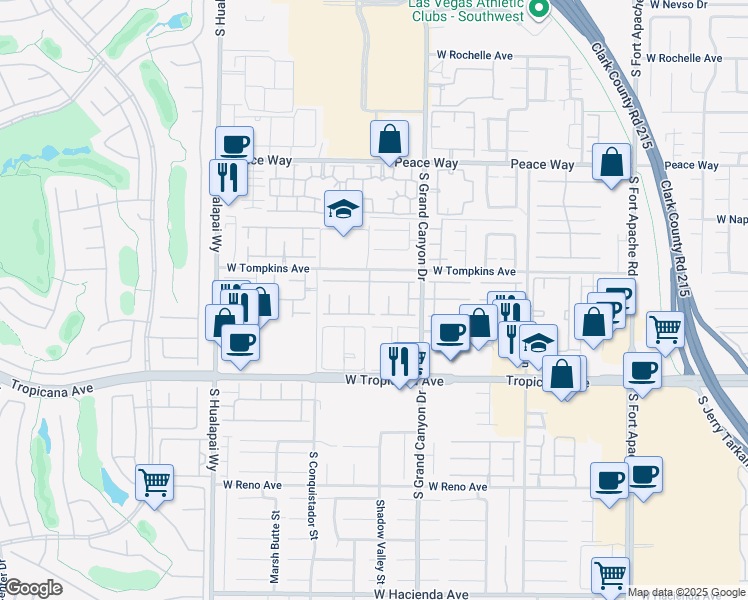 map of restaurants, bars, coffee shops, grocery stores, and more near 4754 South Jensen Street in Las Vegas