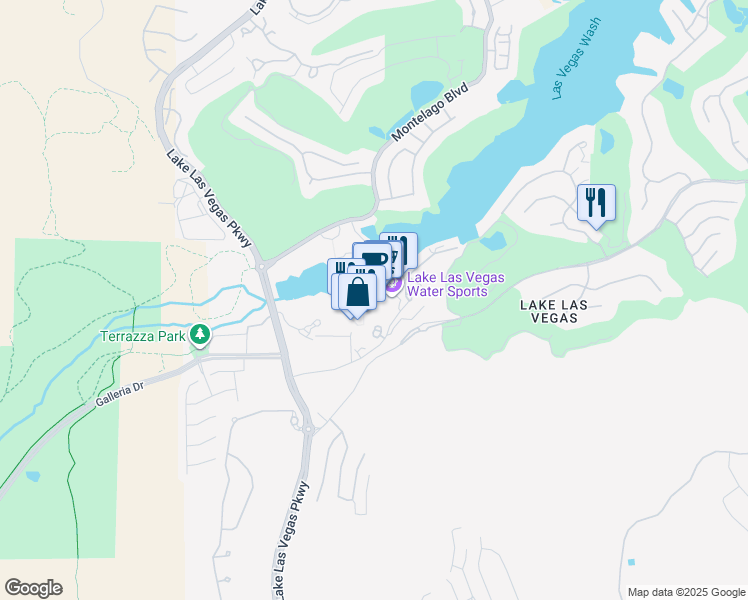 map of restaurants, bars, coffee shops, grocery stores, and more near 30 Strada Nathan in Henderson