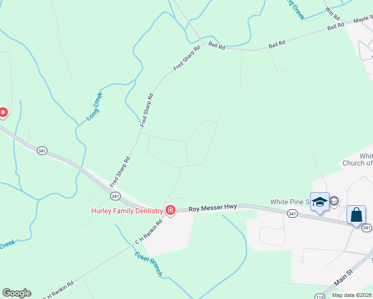 map of restaurants, bars, coffee shops, grocery stores, and more near 3358 Roy Messer Highway in White Pine