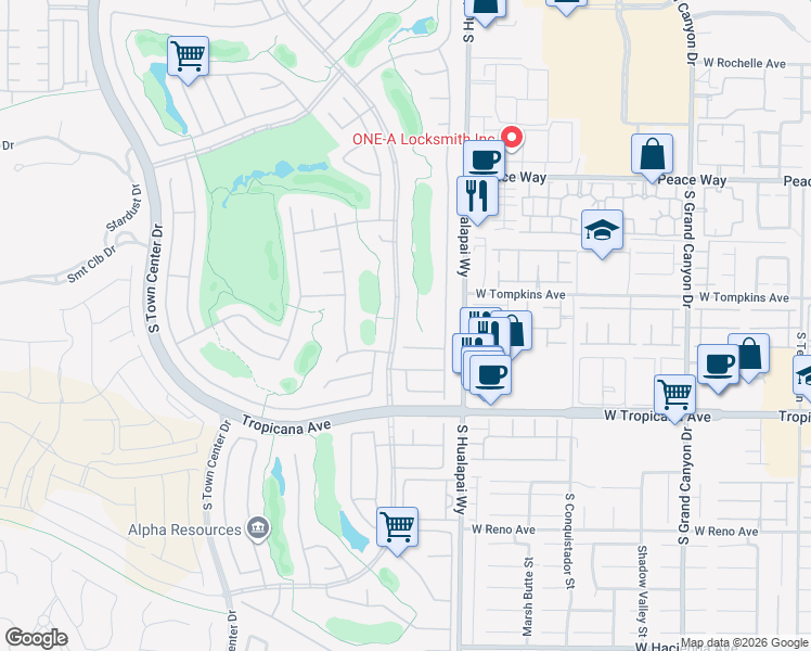 map of restaurants, bars, coffee shops, grocery stores, and more near 4750 Fiore Bella Boulevard in Las Vegas