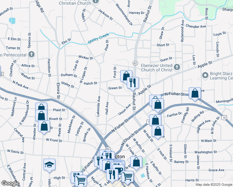 map of restaurants, bars, coffee shops, grocery stores, and more near 413 Green St in Burlington