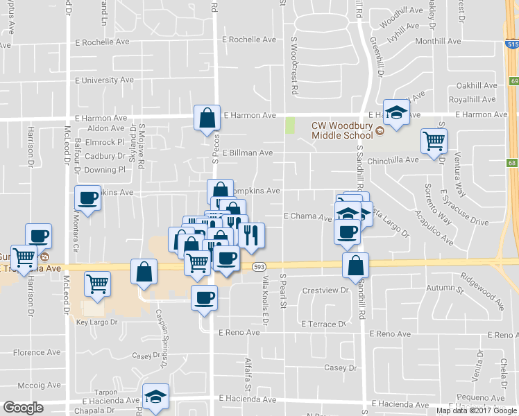 map of restaurants, bars, coffee shops, grocery stores, and more near 4744 High Anchor Street in Las Vegas