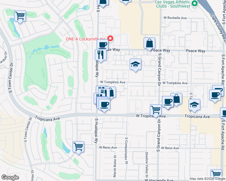 map of restaurants, bars, coffee shops, grocery stores, and more near 4718 Arial Ridge Street in Las Vegas