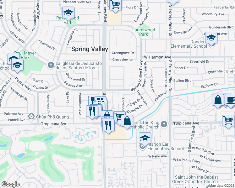 map of restaurants, bars, coffee shops, grocery stores, and more near 4706 Nara Vista Way in Las Vegas