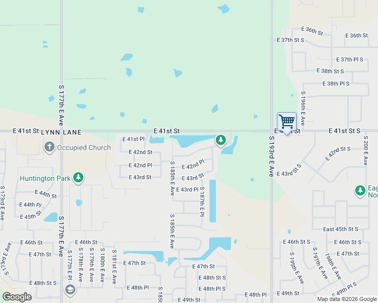 map of restaurants, bars, coffee shops, grocery stores, and more near 18609 E 42nd St in Tulsa
