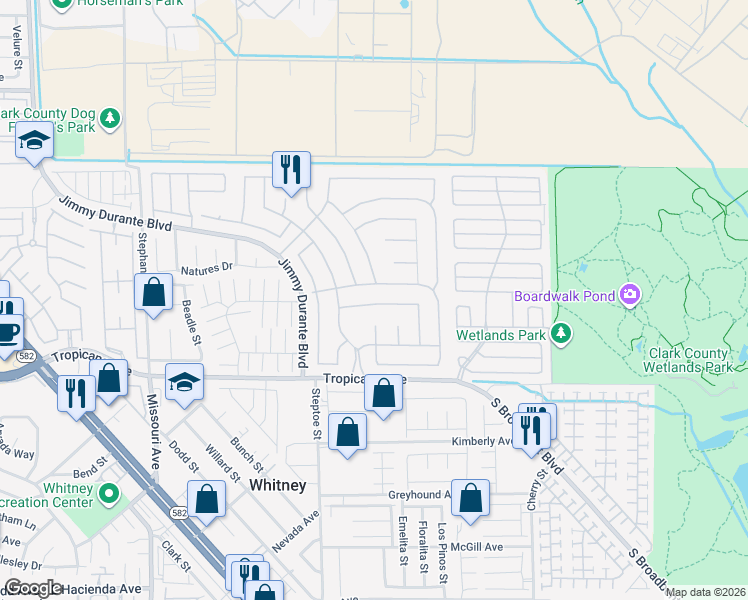 map of restaurants, bars, coffee shops, grocery stores, and more near 6259 Lenaking Avenue in Las Vegas