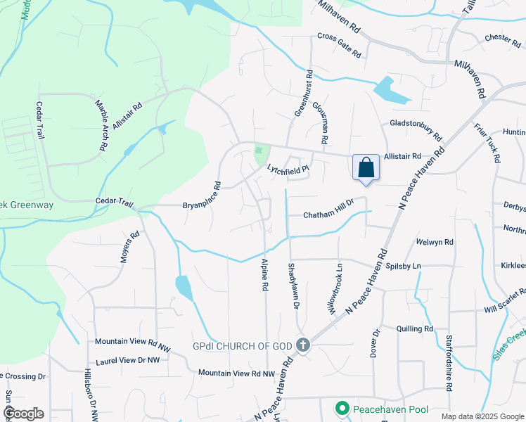 map of restaurants, bars, coffee shops, grocery stores, and more near 506 Sherwood Hills Drive in Winston-Salem