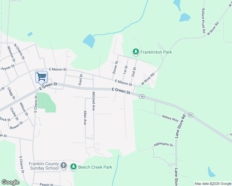 map of restaurants, bars, coffee shops, grocery stores, and more near 956 East Green Street in Franklinton