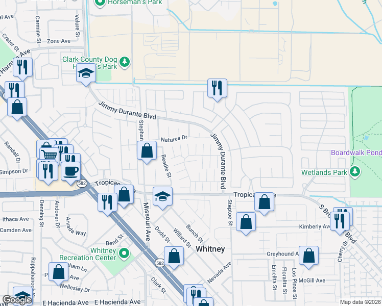 map of restaurants, bars, coffee shops, grocery stores, and more near 4730 Casitas Way in Las Vegas