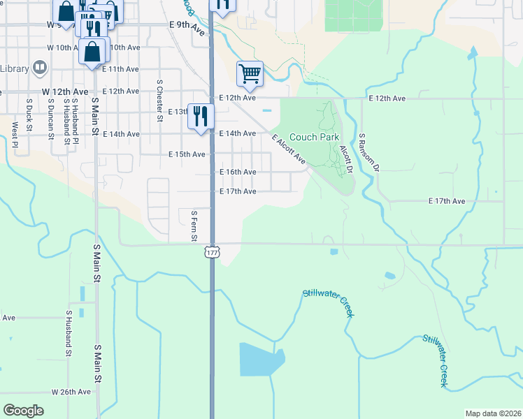 map of restaurants, bars, coffee shops, grocery stores, and more near 801 East 17th Avenue in Stillwater