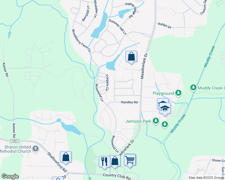 map of restaurants, bars, coffee shops, grocery stores, and more near 520 Hunters Knoll Road in Winston-Salem