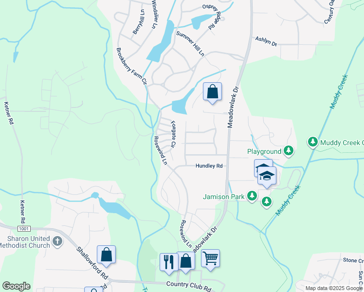 map of restaurants, bars, coffee shops, grocery stores, and more near 520 Hunters Knoll Road in Winston-Salem