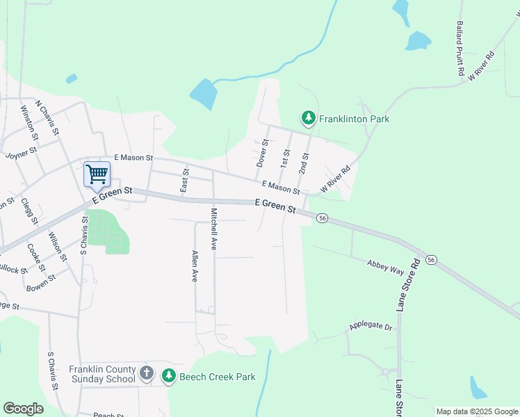 map of restaurants, bars, coffee shops, grocery stores, and more near 918 East Green Street in Franklinton