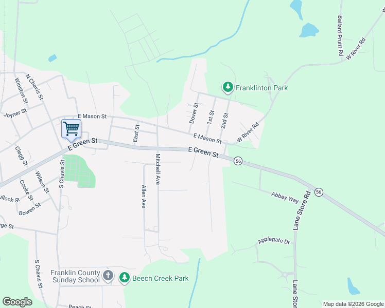 map of restaurants, bars, coffee shops, grocery stores, and more near 918 East Green Street in Franklinton