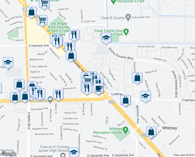 map of restaurants, bars, coffee shops, grocery stores, and more near 5514 Big Red Court in Las Vegas