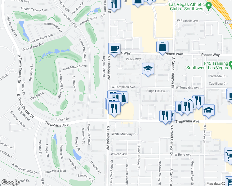 map of restaurants, bars, coffee shops, grocery stores, and more near 10150 Palazzo Marcelli Court in Las Vegas