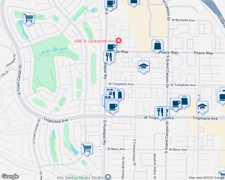 map of restaurants, bars, coffee shops, grocery stores, and more near 10156 Palazzo Marcelli Court in Las Vegas