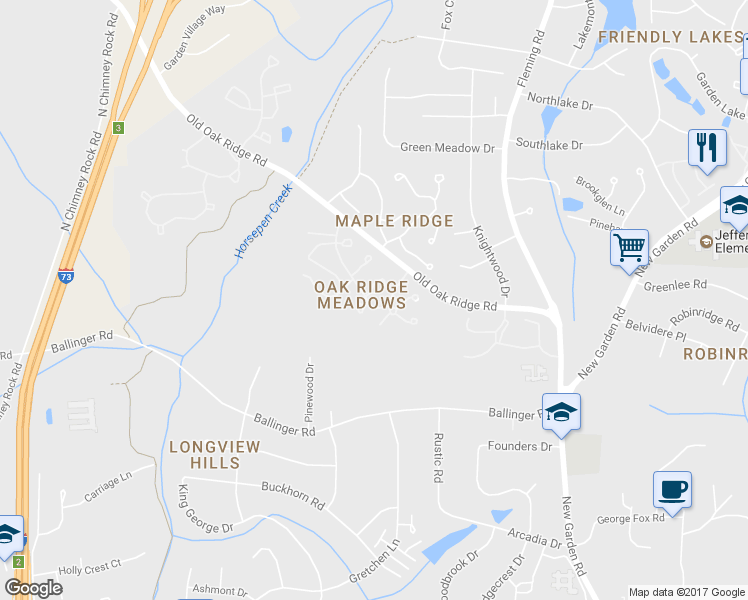 map of restaurants, bars, coffee shops, grocery stores, and more near 1104 Summer Place in Greensboro