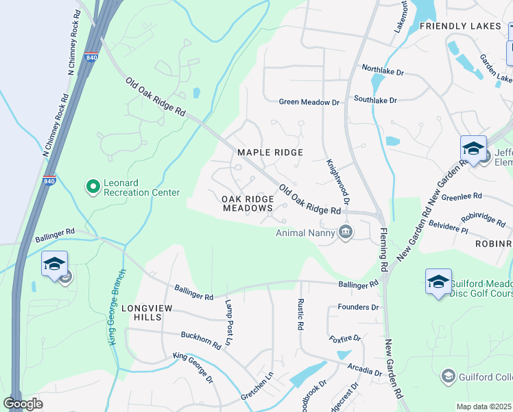 map of restaurants, bars, coffee shops, grocery stores, and more near 1104 Summer Place in Greensboro