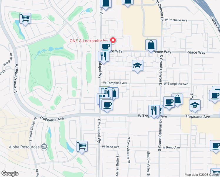 map of restaurants, bars, coffee shops, grocery stores, and more near 10126 Palazzo Marcelli Court in Las Vegas