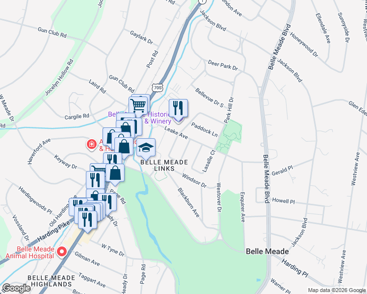 map of restaurants, bars, coffee shops, grocery stores, and more near 126 Lincoln Court in Nashville