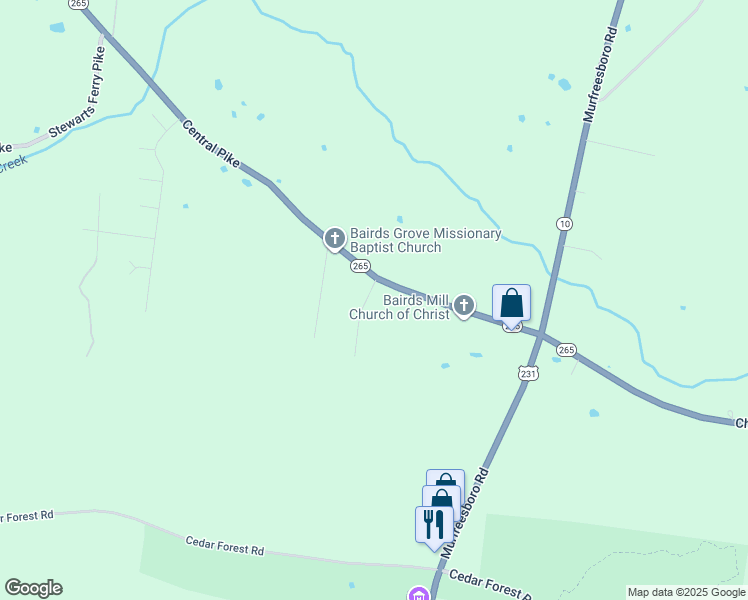 map of restaurants, bars, coffee shops, grocery stores, and more near 19316 Central Pike in Lebanon