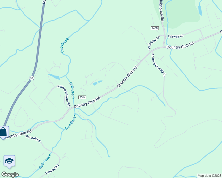 map of restaurants, bars, coffee shops, grocery stores, and more near 1694 Country Club Road in Wilkesboro