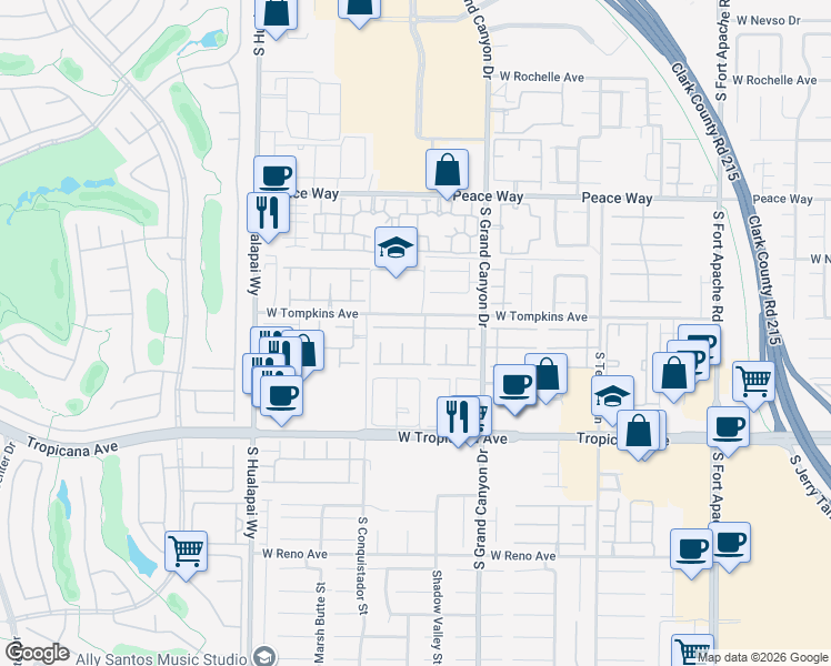 map of restaurants, bars, coffee shops, grocery stores, and more near 9944 Ridge Hill Avenue in Las Vegas