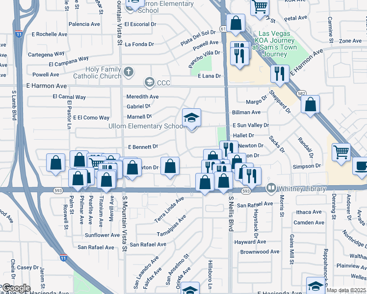 map of restaurants, bars, coffee shops, grocery stores, and more near 4727 Conrad Street in Las Vegas
