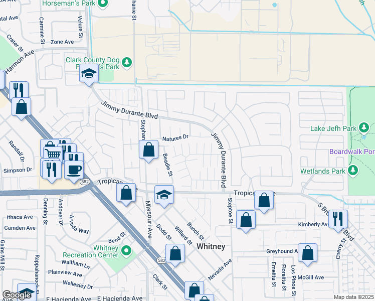 map of restaurants, bars, coffee shops, grocery stores, and more near 4743 Casitas Way in Las Vegas