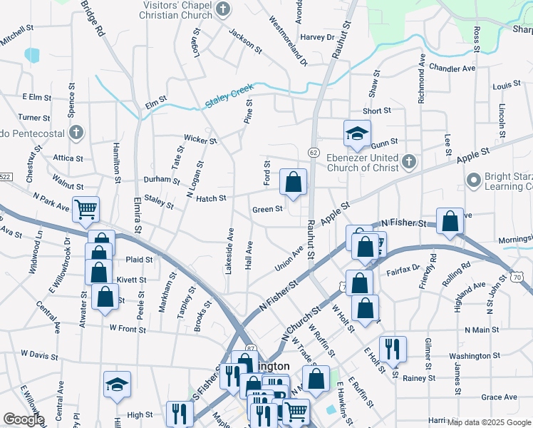 map of restaurants, bars, coffee shops, grocery stores, and more near 413 Green St in Burlington