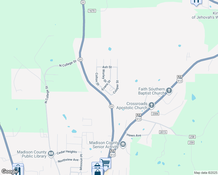map of restaurants, bars, coffee shops, grocery stores, and more near 110 Cedar Bluff Street in Huntsville