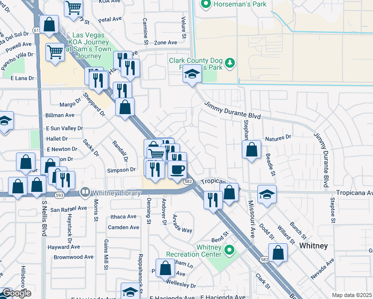 map of restaurants, bars, coffee shops, grocery stores, and more near 4763 Straight Flush Drive in Las Vegas