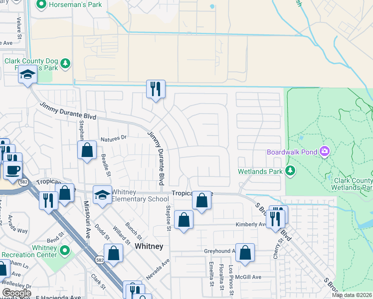 map of restaurants, bars, coffee shops, grocery stores, and more near 6177 Lenaking Avenue in Las Vegas