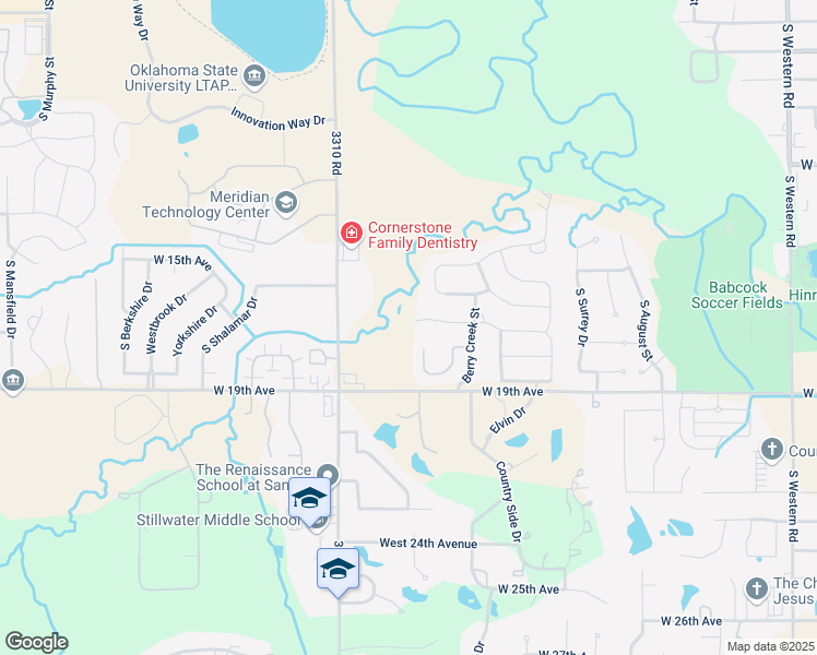 map of restaurants, bars, coffee shops, grocery stores, and more near 3313 West Cypress Mill Avenue in Stillwater