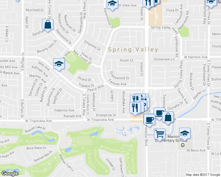 map of restaurants, bars, coffee shops, grocery stores, and more near 4701 Lake Pl in Las Vegas