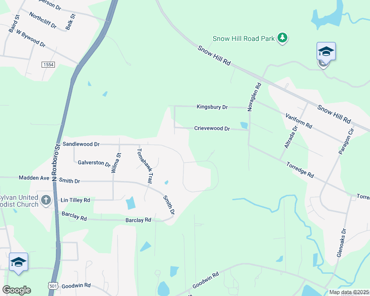 map of restaurants, bars, coffee shops, grocery stores, and more near 829 Sandlewood Drive in Durham
