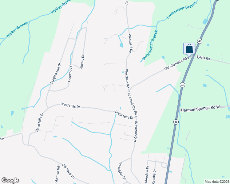 map of restaurants, bars, coffee shops, grocery stores, and more near 1005 Westfield Road in Dickson