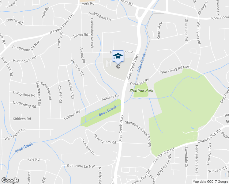 map of restaurants, bars, coffee shops, grocery stores, and more near 3311 Kirklees Road in Winston-Salem