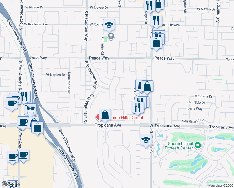 map of restaurants, bars, coffee shops, grocery stores, and more near 4712 Lomas Santa Fe Street in Las Vegas