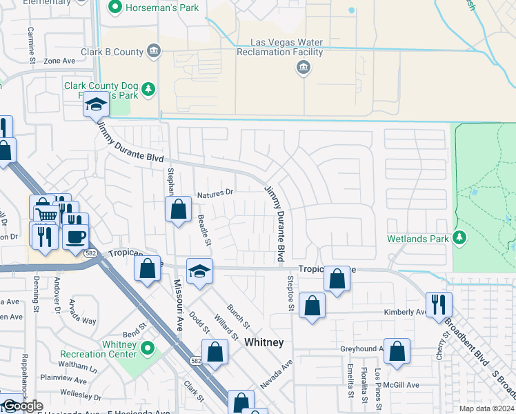 map of restaurants, bars, coffee shops, grocery stores, and more near 4730 Primavera Street in Las Vegas