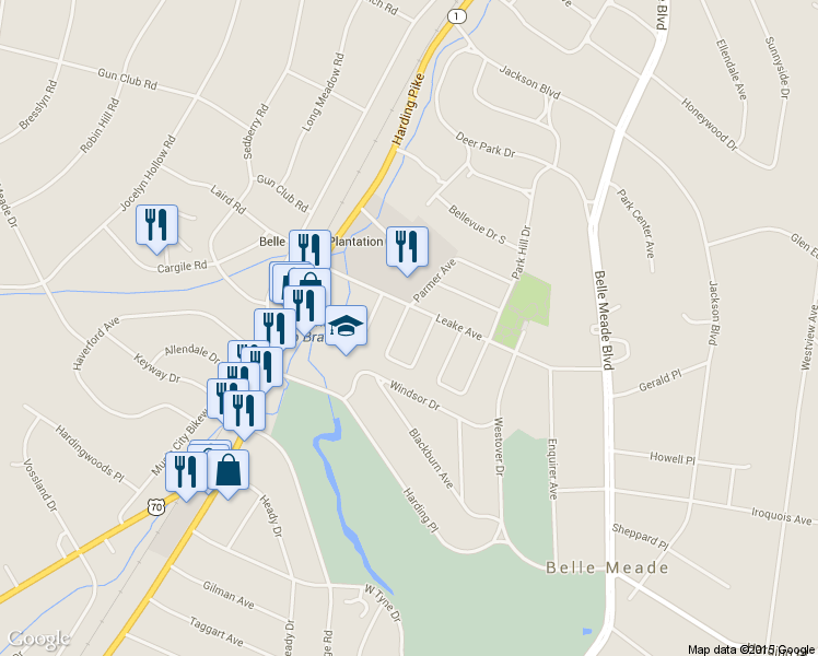 map of restaurants, bars, coffee shops, grocery stores, and more near 107 Lincoln Court in Nashville