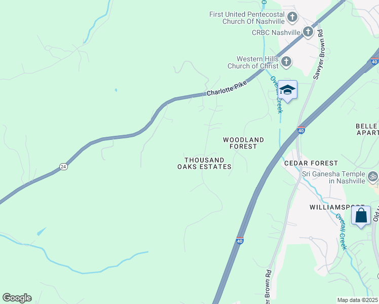 map of restaurants, bars, coffee shops, grocery stores, and more near 204 Forrest Valley Circle in Nashville