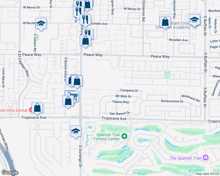 map of restaurants, bars, coffee shops, grocery stores, and more near 8420 Campana Dr in Las Vegas
