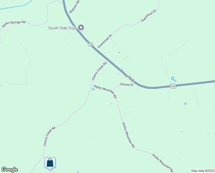 map of restaurants, bars, coffee shops, grocery stores, and more near 3860 Phifer Mountain Road in Cookeville