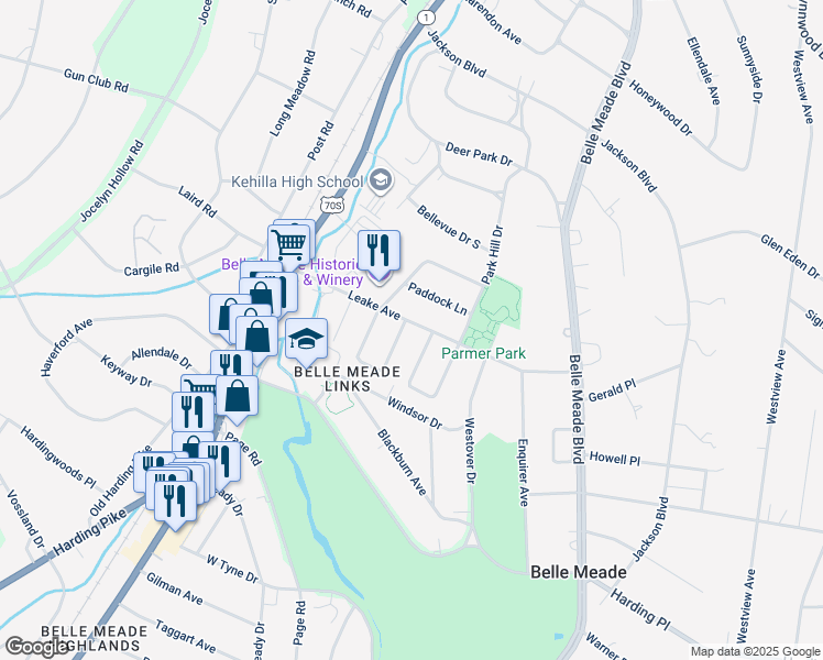 map of restaurants, bars, coffee shops, grocery stores, and more near 403 Leake Avenue in Nashville