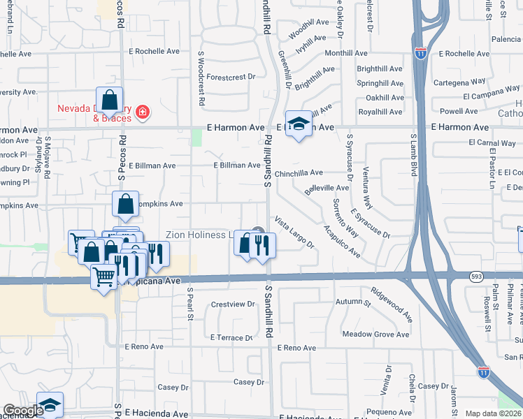 map of restaurants, bars, coffee shops, grocery stores, and more near 4720 Avenida Del Diablo in Las Vegas