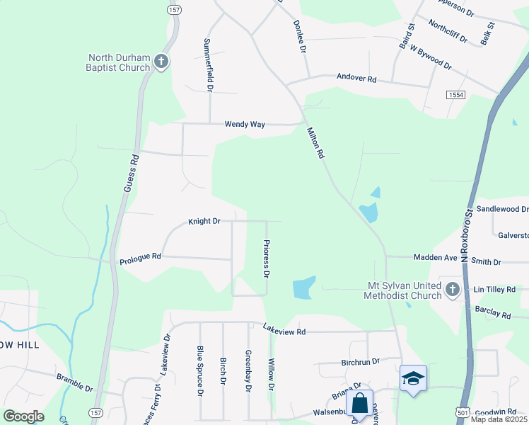 map of restaurants, bars, coffee shops, grocery stores, and more near 702 Knight Drive in Durham