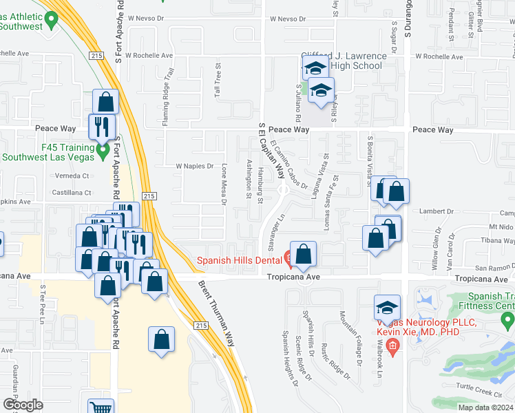map of restaurants, bars, coffee shops, grocery stores, and more near 4743 Hamburg Street in Las Vegas